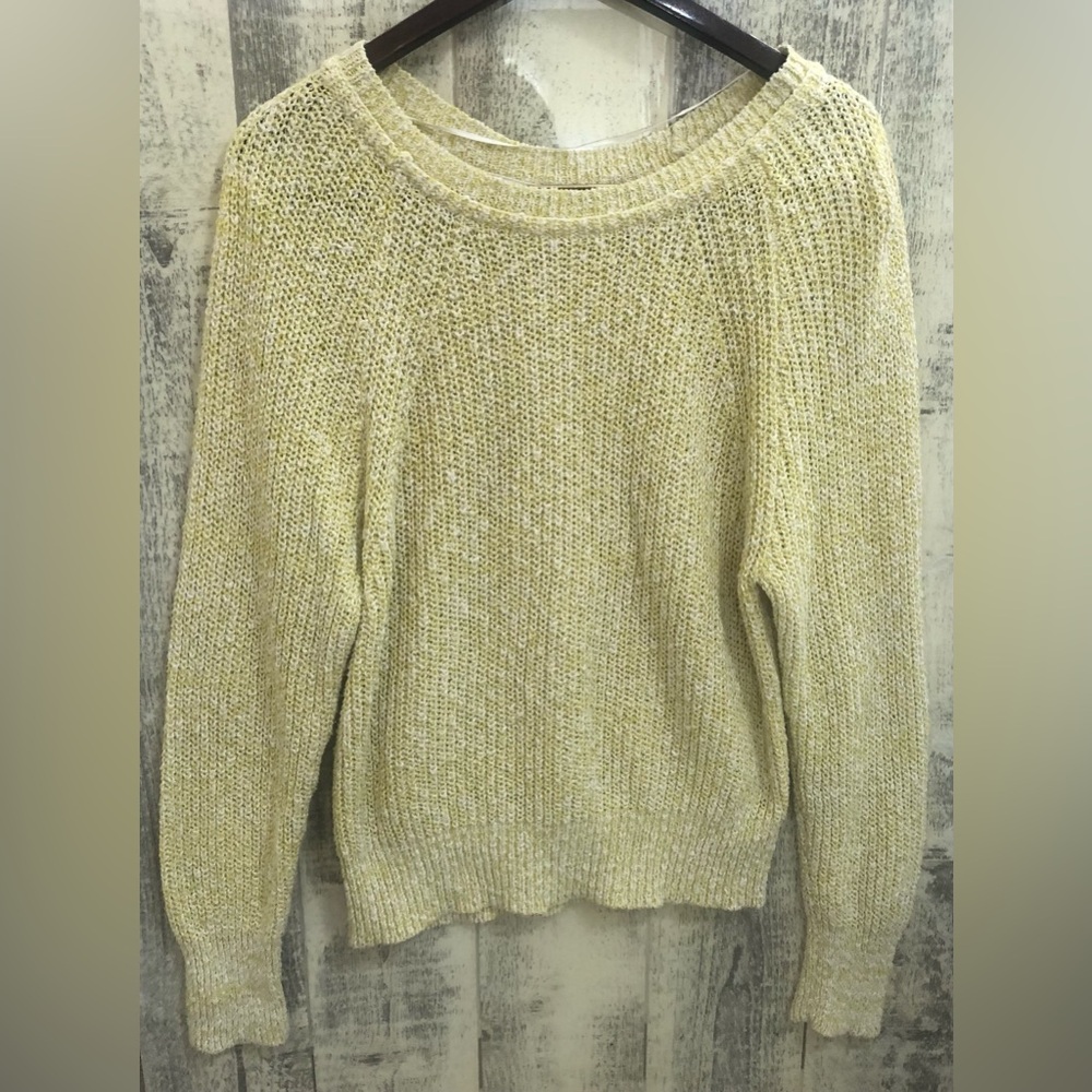 FREE PEOPLE Electric City Pullover Sweater Butter Yellow Linen Blend Knit Medium - Picture 9 of 9